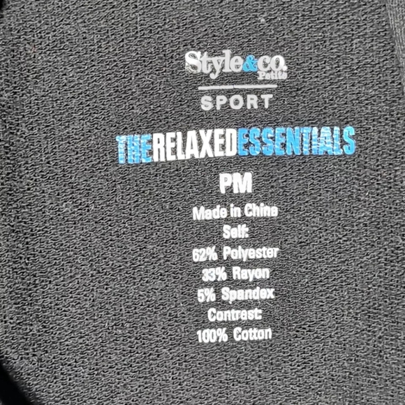 STYLE & CO Sport Relaxed Essentials Black Hoodie Size PM 3/4 Sleeve Full Zip EUC - Picture 4 of 12